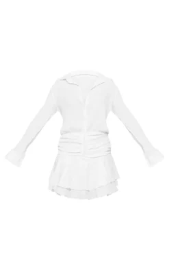 Oversized Shirt Frill Detail Shift Dress-PrettyLittleThing Sale