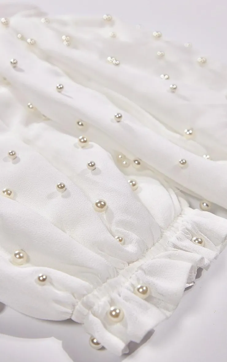 Pearl Ruched Detachable Sleeves-PrettyLittleThing Outlet