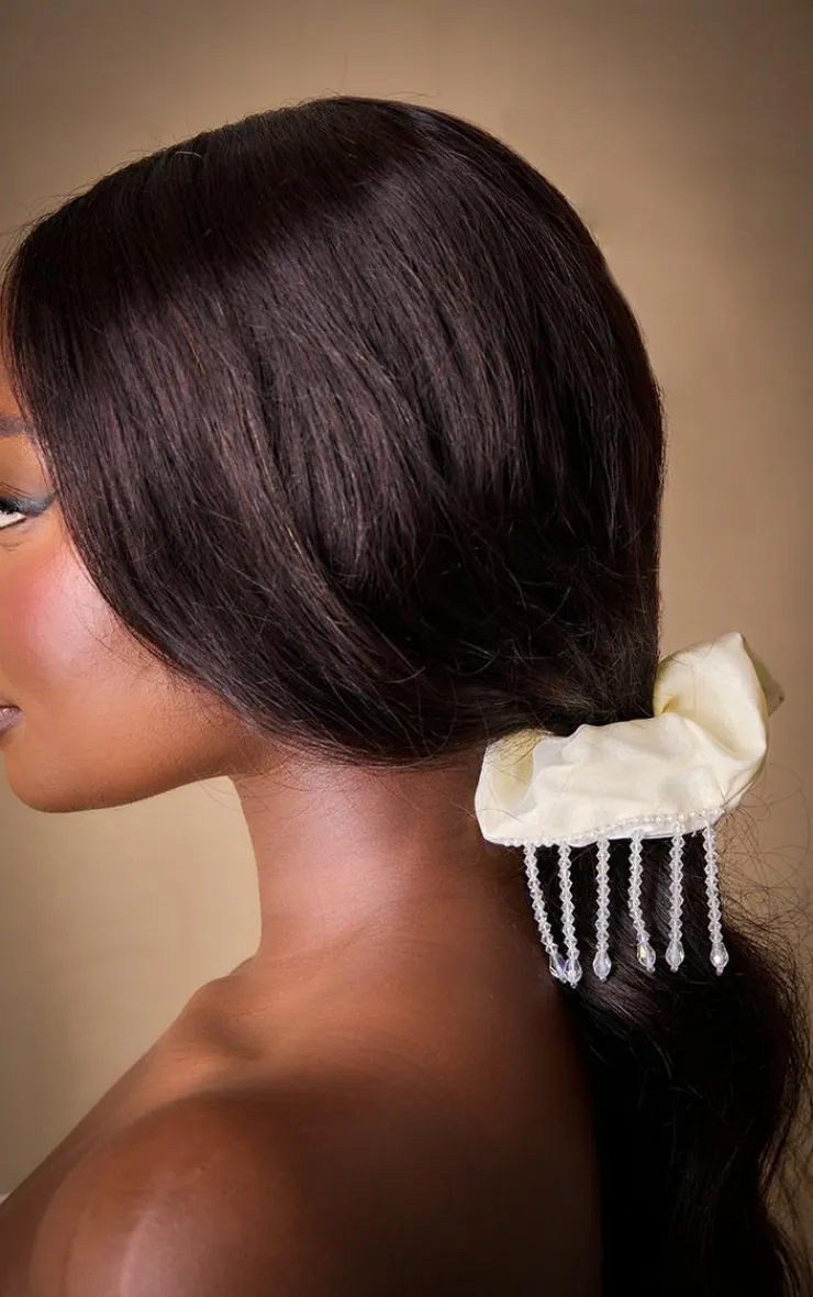 PrettyLittleThing Hair Accessories*Pearl Tassel Organza Scrunchie