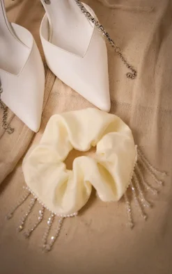 PrettyLittleThing Hair Accessories*Pearl Tassel Organza Scrunchie