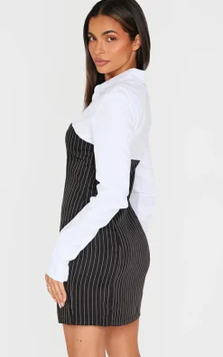 Pinstripe Detail Shirt Dress-PrettyLittleThing Hot