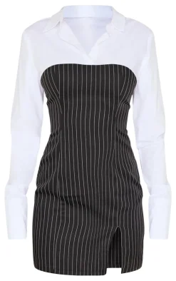 Pinstripe Detail Shirt Dress-PrettyLittleThing Hot