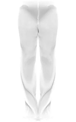 Sale PrettyLittleThing Plisse Woven Wide Leg Pants White