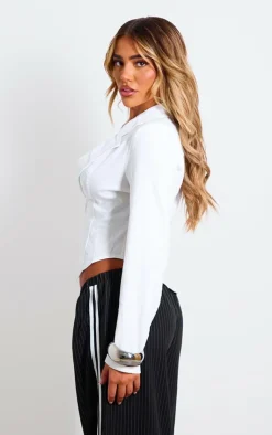 PrettyLittleThing Shirts*Plunge Hook & Eye Shirt