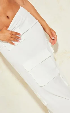 Online PrettyLittleThing Pocket Detail Cargo Maxi Skirt White