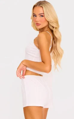 White Pointelle Cami And Short Set