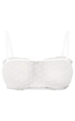 White Polka Dot Mesh Frill Bralette