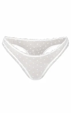 White Polka Dot Mesh Frill Bralette