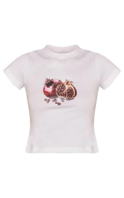 PrettyLittleThing T-Shirts*Pomegranate Printed Fitted T Shirt