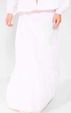 Clearance PrettyLittleThing Poplin Tiered Maxi Skirt White