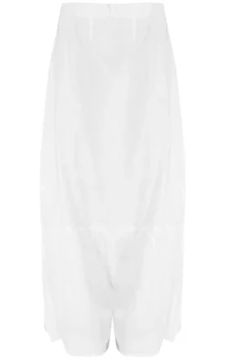 Clearance PrettyLittleThing Poplin Tiered Maxi Skirt White