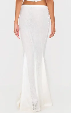 Premium Lace Satin Hem Detail Fishtail Maxi Skirt-PrettyLittleThing Online