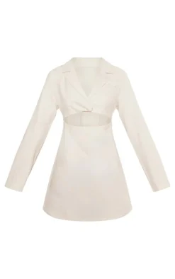 Premium Linen Look Cut Out Blazer Dress-PrettyLittleThing Sale