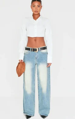 PrettyLittleThing Shirts*Premium Woven Tie Backless Cropped Shirt