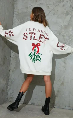 PrettyLittleThing Sweater Dresses*Printed Graphic Oversized Sweat Dress
