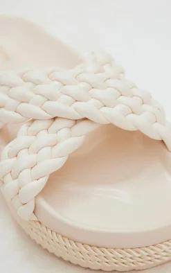 PrettyLittleThing Flatform Sandals*PU Cross Over Plaited Flatform Sandals