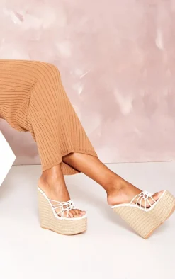 PrettyLittleThing Espadrilles*PU Knotted Twists High Heeled Espadrille Wedges