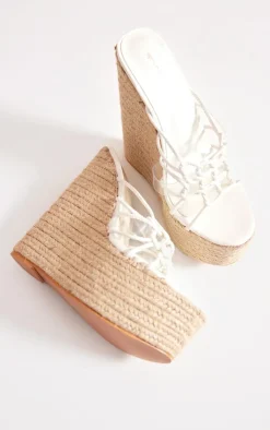 PrettyLittleThing Espadrilles*PU Knotted Twists High Heeled Espadrille Wedges