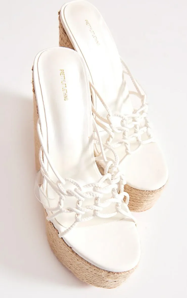 PrettyLittleThing Espadrilles*PU Knotted Twists High Heeled Espadrille Wedges