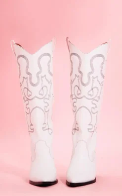 PrettyLittleThing High Heels*Pu Point Toe Block Heel Knee High Western Boots