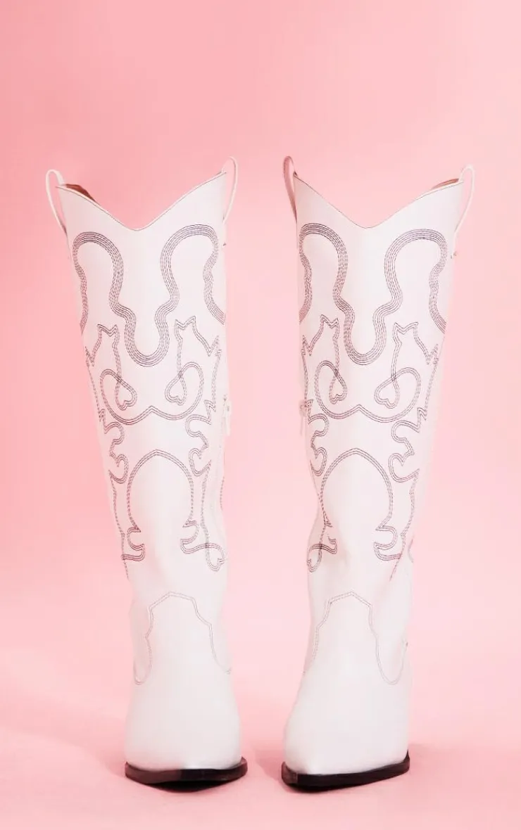 PrettyLittleThing High Heels*Pu Point Toe Block Heel Knee High Western Boots