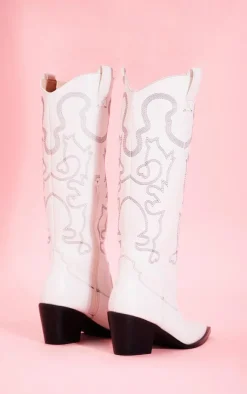 PrettyLittleThing High Heels*Pu Point Toe Block Heel Knee High Western Boots