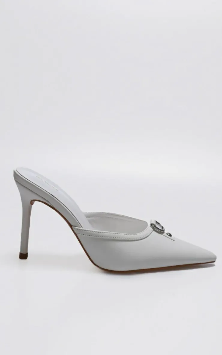 PrettyLittleThing Mules*PU Point Toe Vintage Look Heeled Mules