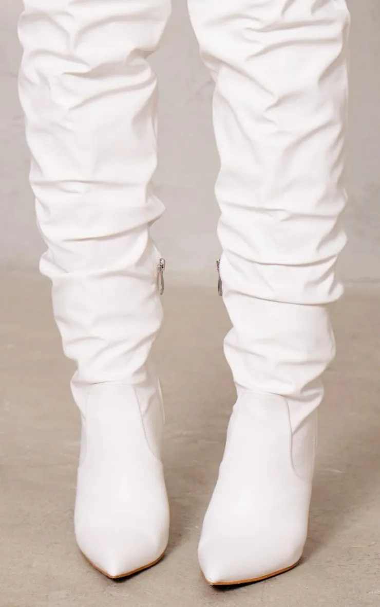 PrettyLittleThing High Heels*Pu Point Toe Western Style High Heeled Over The Knee Boots-1