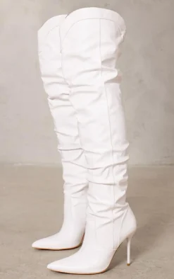 PrettyLittleThing High Heels*Pu Point Toe Western Style High Heeled Over The Knee Boots-1