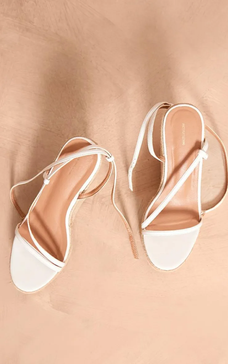 PrettyLittleThing Espadrilles*PU Round Toe Asymmetric Strap Espadrille High Wedges