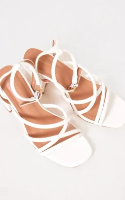 PrettyLittleThing Heeled Sandals*PU Round Toe Multi Strap Block Heeled Sandals