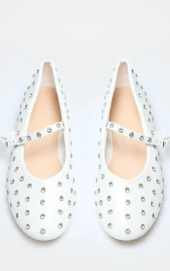 PrettyLittleThing Ballet Flats*PU Round Toe Studded Ballet Flats