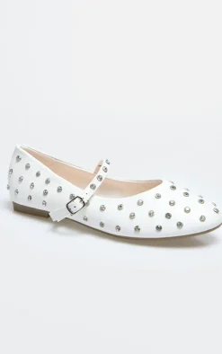 PrettyLittleThing Ballet Flats*PU Round Toe Studded Ballet Flats