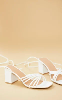 PrettyLittleThing Heeled Sandals*PU Square Multi Criss Cross Strap Block Heeled Tie Up Sandals