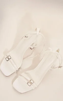 PrettyLittleThing Block Heels*PU Square Toe Buckle Detail Block Heeled Sandal