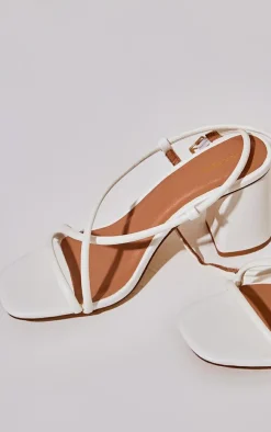 PrettyLittleThing Mid Heels*PU Square Toe Cross Over Strap Mid Heeled Sandals