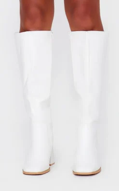 PrettyLittleThing Knee High Boots*PU Square Toe Flare Block Heel Knee High Boots
