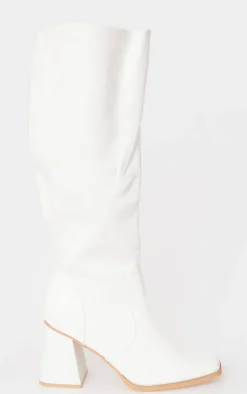 PrettyLittleThing Knee High Boots*PU Square Toe Flare Block Heel Knee High Boots