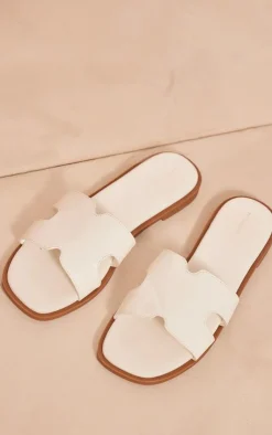 PrettyLittleThing Slides*Pu Square Toe Slider Sandals