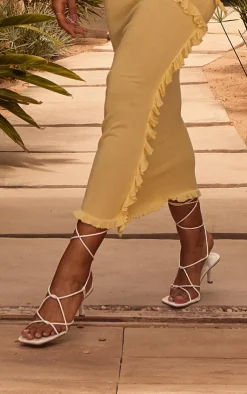 PrettyLittleThing Lace Up Heels*Pu Square Toe Strappy Lace Up Heeled Sandals