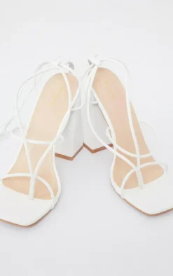 PrettyLittleThing Mules*PU Toe Detail Lace Up High Block Heeled Sandals