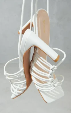 PrettyLittleThing Flat Sandals*PU Toe Loop Knot Side Detail Lace Up Flat Heeled Sandals