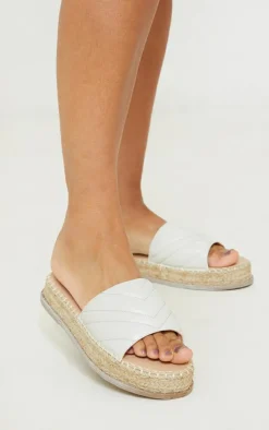 PrettyLittleThing Mules*Quilted Mule Flatform Espadrille Sandals