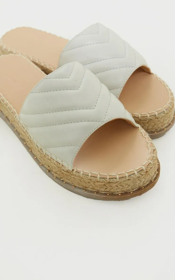 PrettyLittleThing Mules*Quilted Mule Flatform Espadrille Sandals