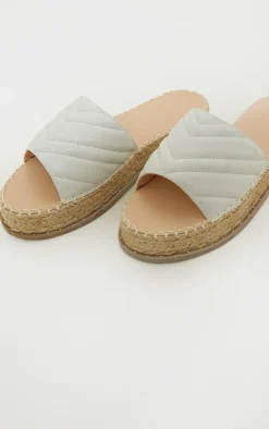 PrettyLittleThing Mules*Quilted Mule Flatform Espadrille Sandals
