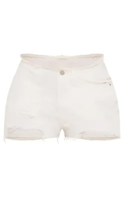 White Raw Edge Denim Hotpants