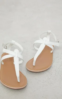 PrettyLittleThing Flat Sandals*Real Leather Basic Toe Thong Strap Flat Sandals