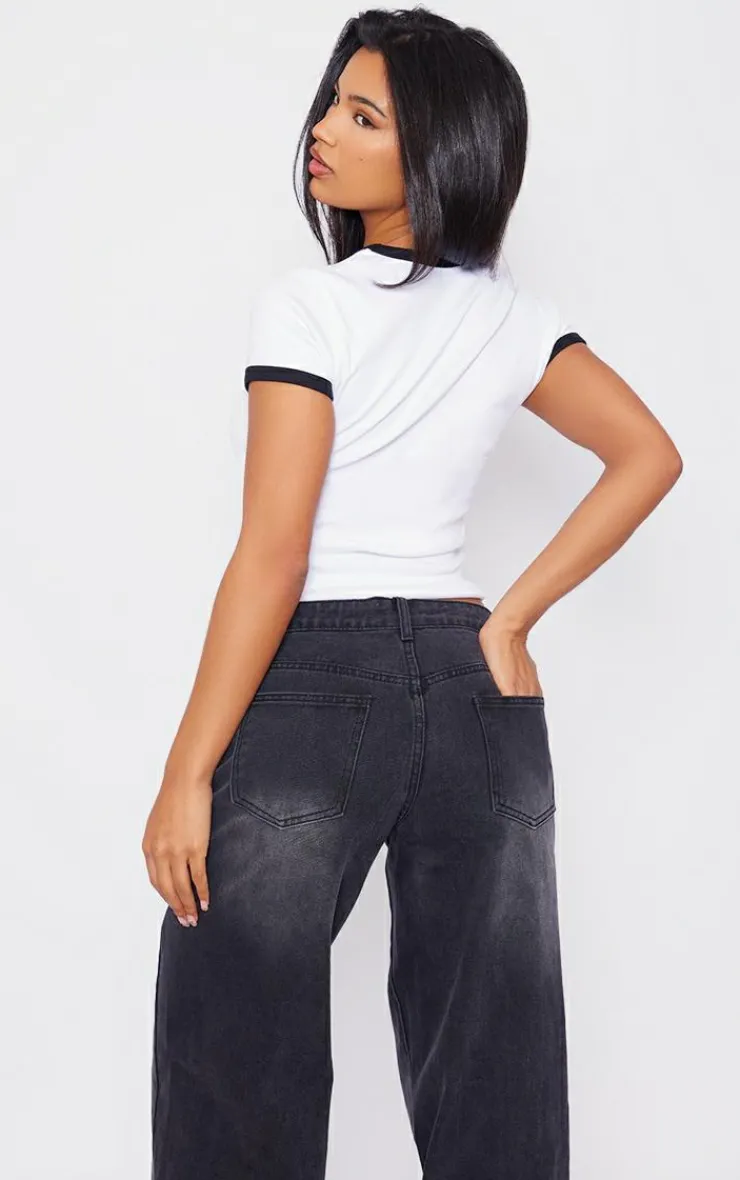 PrettyLittleThing T-Shirts*Rib Contrast Binding Fitted T Shirt