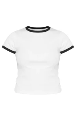 PrettyLittleThing T-Shirts*Rib Contrast Binding Fitted T Shirt