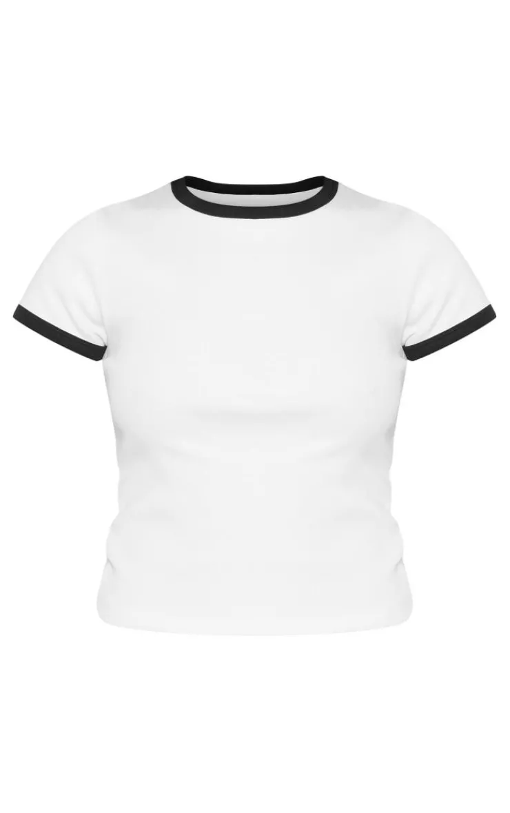 PrettyLittleThing T-Shirts*Rib Contrast Binding Fitted T Shirt